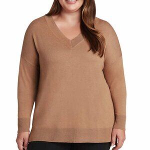 NWT - Matty M V-Neck Tan Sweater - Size XXL